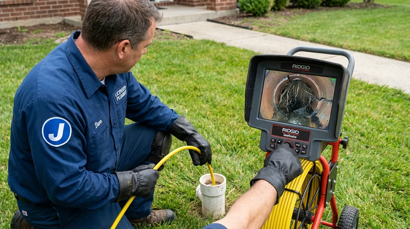 Sewer camera inspection being performed by Johns Plumbing LLC in Blountville