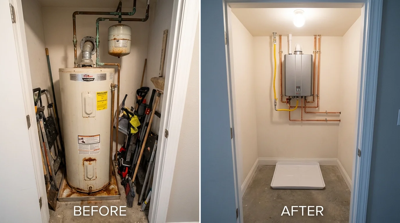 Tank water heater versus wall-mounted tankless unit comparison for Blountville, TN homeowners